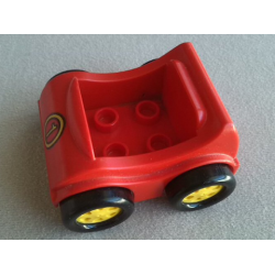 Duplo Car with Molded Yellow Wheels and Black Smooth Tires with Yellow Number 1 in Circle Pattern Duplo Car with Molded Yellow Wheels and Black Smooth Tires with Yellow Number 1 in Circle Pattern