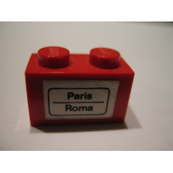 Brick 1 x 2 with 'Paris - Roma' Pattern (Sticker) - Set 164