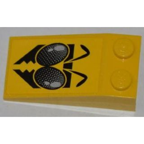 Деталь LEGO 30363pb017 Slope 18 4 x 2 with Insect Head Pattern (Sticker) - Set 8228