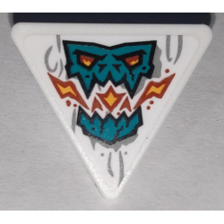 Road Sign 2 x 2 Triangle with Open O Clip with Dark Turquoise Skull Breathing Flames with Orange and Yellow Eyes Pattern (Sticker) - Set 71747