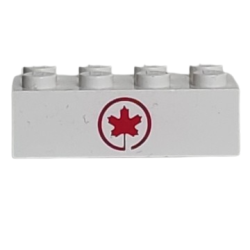 Brick 2 x 4 with Red Maple Leaf Air Canada Logo Pattern