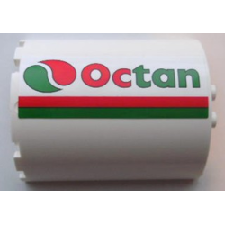 Cylinder Half 3 x 6 x 6 with 1 x 2 Cutout with Red and Green Stripes and Octan Logo Pattern Model Left Side (Sticker) - Set 7939 Cylinder Half 3 x 6 x 6 with 1 x 2 Cutout with Red and Green Stripes and Octan Logo Pattern Model Left Side (Sticker) - Set 7939