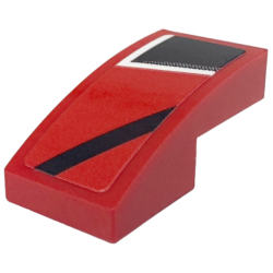 Slope, Curved 2 x 1 x 2/3 with White and Black Stripes and Corner Pattern Model Left Side (Sticker) - Set 76916 Slope, Curved 2 x 1 x 2/3 with White and Black Stripes and Corner Pattern Model Left Side (Sticker) - Set 76916