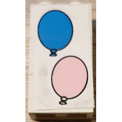 Stickered Assembly 2 x 1 x 3 with Blue and Pink Balloons Pattern Model Left Side (Sticker) - Set 6409 - 3 Brick 1 x 2