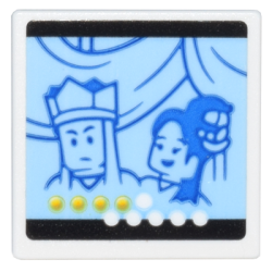 Road Sign 2 x 2 Square with Open O Clip with Bright Light Blue Karaoke Screen with 2 Minifigures and Yellow and White Circles Pattern (Sticker) - Set 80036