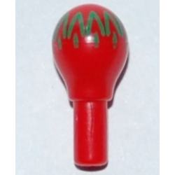 Minifigure, Utensil Musical Instrument, Maraca with Green Geometric Pattern - Narrow Print