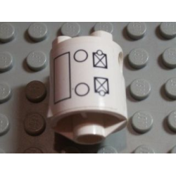 Brick, Round 2 x 2 x 2 Robot Body with Black Circles, Rectangle and Square Outlines Pattern on Both Sides (Stickers) - Set 7467