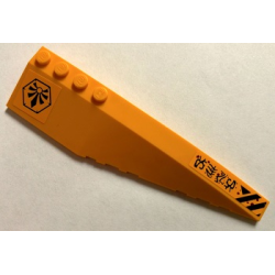 Wedge 12 x 3 Right with Black Chima Logo in Hexagon, Asian Characters and Black Danger Stripes Pattern (Stickers) - Set 70005
