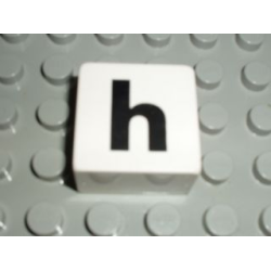 Duplo, Tile 2 x 2 x 1 with Black Lowercase Letter h Pattern