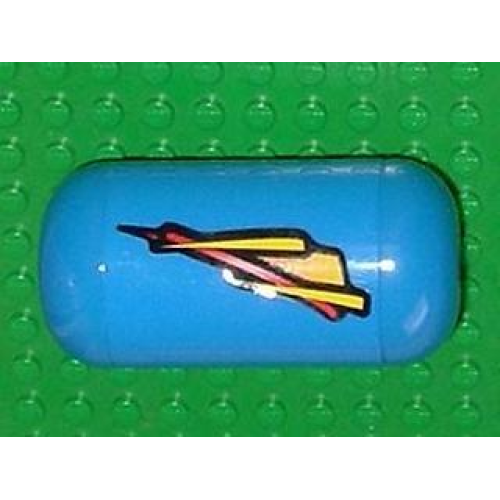 Деталь LEGO 67c01pb02L Pneumatic Air Tank with Yellow and Red Geometric Streak Pattern Model Left Side (Sticker) - Set 8462