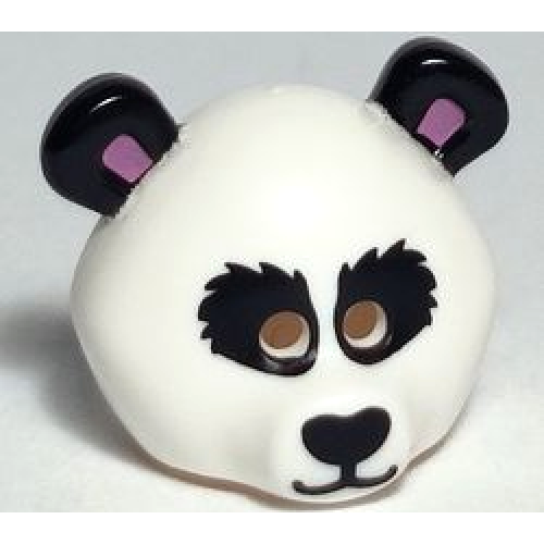 Деталь LEGO 15506pb06 Minifigure, Headgear Mask Bear Rounded with Panda Black Eye Patches, Ears, Nose, and Mouth, Medium Lavender Auricles Pattern (BAM)
