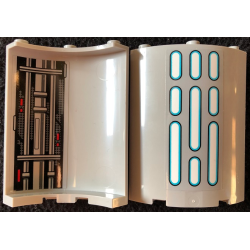Cylinder Quarter 4 x 4 x 6 with SW Death Star Wall Lights on Outside and Panel, Pipes, and Red Lights Pattern 2 on Inside (Stickers) - Set 75291 Cylinder Quarter 4 x 4 x 6 with SW Death Star Wall Lights on Outside and Panel, Pipes, and Red Lights Pattern 2 on Inside (Stickers) - Set 75291