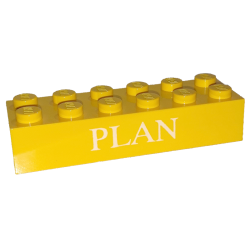 Brick 2 x 6 with White 'PLAN' Pattern