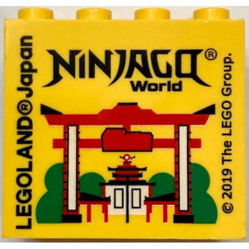 Деталь LEGO 30144pb284 Brick 2 x 4 x 3 with LEGOLAND Japan, 'NINJAGO World', and Torii Gate Pattern