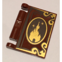 Minifigure, Utensil Book Cover with Gold Disney Castle, Oval, and Border Pattern