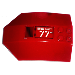 Windscreen 8 x 6 x 2 Curved Sloped Sides with 'DINO UNIT 77' and Black Grille Pattern Model Left Side (Sticker) - Sets 7298 / 7477 Windscreen 8 x 6 x 2 Curved Sloped Sides with 'DINO UNIT 77' and Black Grille Pattern Model Left Side (Sticker) - Sets 7298 / 7477