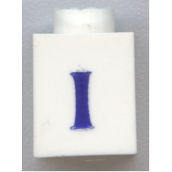 Brick 1 x 1 with Blue Capital Letter I Pattern (Serif Font)