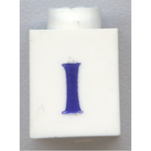 Деталь LEGO 3005ptIs Brick 1 x 1 with Blue Capital Letter I Pattern (Serif Font)