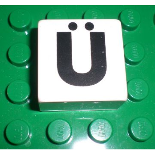 Деталь LEGO 2756pb330 Duplo, Tile 2 x 2 x 1 with Black Capital Letter U with Diaeresis (Ü) Pattern