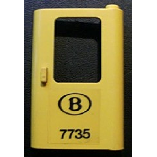 Деталь LEGO 4182pb029 Door 1 x 4 x 5 Train Right, Thin Support at Bottom with 'B 7735' Pattern (Sticker) - Set 7735