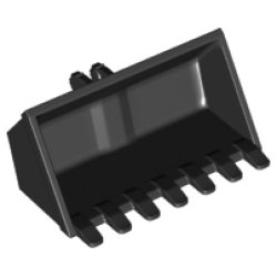 Vehicle, Digger Bucket 7 Teeth 3 x 6, Rise Inside with Locking 2 Finger Hinge - Black