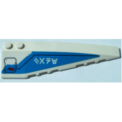 Wedge 10 x 3 Right with Dark Azure Panel, Hatch, Red Triangle and Ninjago Logogram 'ZANE' Pattern (Sticker) - Set 70673