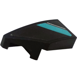 Wedge 2 x 1 x 2/3 Left with Dark Turquoise Stripe and Silver Line Pattern (Sticker) - Set 76909