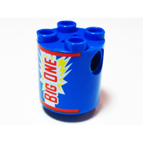 Деталь LEGO 30361pb006 Brick, Round 2 x 2 x 2 Robot Body with 'BIG ONE' Pattern