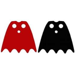 Minifigure Cape Cloth, Scalloped 5 Points (Batman) - Traditional Starched Fabric with Red and Black Sides