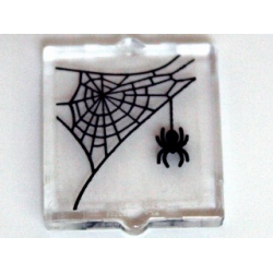 Glass for Window 1 x 2 x 2 Flat Front with Spider and Web in Upper Left Corner Pattern (Sticker) - Set 10228