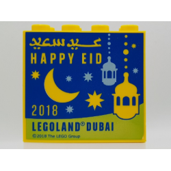 Brick 2 x 4 x 3 with LEGOLAND Dubai 2018 Happy Eid Pattern