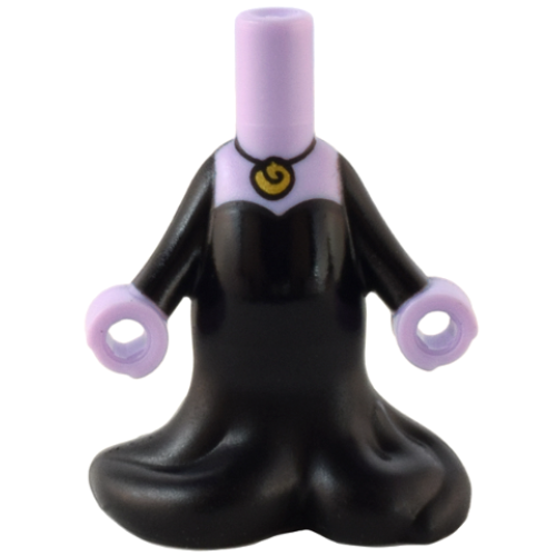 Деталь LEGO 102722pb01 Micro Doll, Body with Molded Black Dress Bottom with Flowing Tentacles and Printed Gold Shell Necklace and Black Dress Top and Arms Pattern (Ursula)