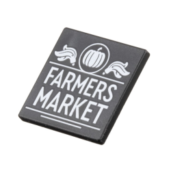 Road Sign 2 x 2 Square with Open O Clip with White Pumpkin in Circle, Plumes, Lines, and 'FARMERS MARKET' Pattern