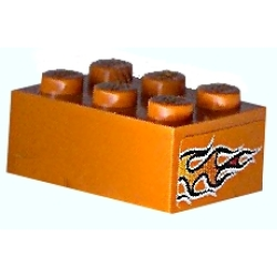 Brick 2 x 3 with Orange Flame Pattern on Both Ends (Stickers) - Set 8641
