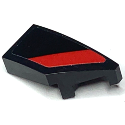 Wedge 2 x 1 x 2/3 Right with Red Stripe on Black Background Pattern (Sticker) - Set 30434