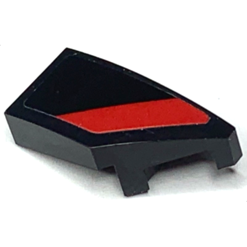 Деталь LEGO 29119pb019 Wedge 2 x 1 x 2/3 Right with Red Stripe on Black Background Pattern (Sticker) - Set 30434