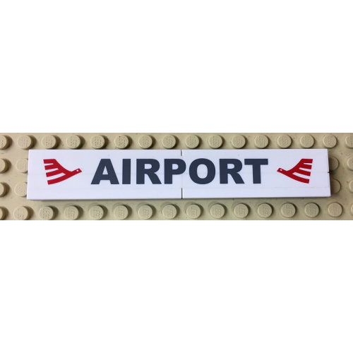 Деталь LEGO BA097pb01 Stickered Assembly 12 x 2 x 2/3 with 'AIRPORT' Pattern (Sticker) - Set 7894 - 1 Plate 2 x 12, 4 Tile 1 x 6