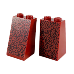 Slope 75 2 x 2 x 3 - Solid Studs with Black Animal Scales / Cracks Pattern