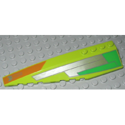 Wedge 12 x 3 Left with Silver, Green, and Dark Orange Pattern