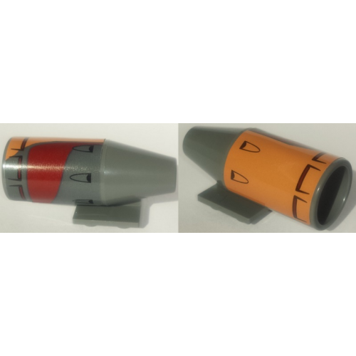 Деталь LEGO 4868bpb012R Engine, Smooth Large, 2 x 2 Thin Top Plate with Air Intakes and Outlets on Yellow and Dark Red Pattern Model Right Side (Sticker) - Set 75173