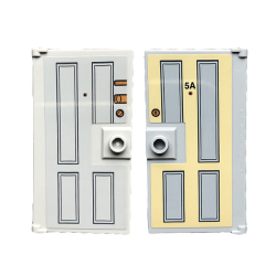 Door 1 x 4 x 6 with Stud Handle with Locks and Peephole and '5A', Lock and Peephole on Back Pattern (Stickers) - Set 21328 - Tan Door 1 x 4 x 6 with Stud Handle with Locks and Peephole and '5A', Lock and Peephole on Back Pattern (Stickers) - Set 21328 - Tan