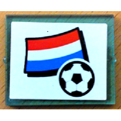 Glass for Window 1 x 4 x 3 with Flag of Netherlands and Soccer Ball on White Background Pattern (Sticker) - Set 3405