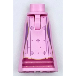 Mini Doll Hips and Skirt Full Length with Magenta Bottom Hems, Medium Lavender Lines and Sparkles and Gold Trim Pattern - Thin Hinge