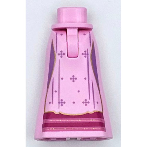 Деталь LEGO 36187c00pb018 Mini Doll Hips and Skirt Full Length with Magenta Bottom Hems, Medium Lavender Lines and Sparkles and Gold Trim Pattern - Thin Hinge
