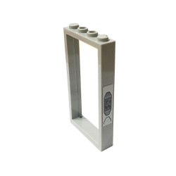 Door, Frame 1 x 4 x 6 with 2 Holes on Top and Bottom with SW Mandalorian Vault Octagonal Access Panel with Buttons on Silver Background Pattern (Sticker) - Set 75310