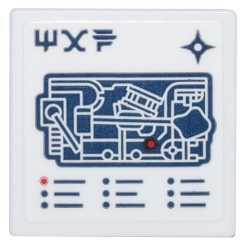 Деталь LEGO 15210pb170 Road Sign 2 x 2 Square with Open O Clip with Dark Blue Ninjago City Markets, Ninjago Logogram 'MAP' and Red Circle Pattern (Sticker) - Set 71799