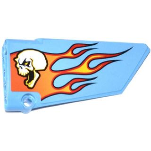 Деталь LEGO 64682pb006 Technic, Panel Fairing #18 Large Smooth, Side B with Skull and Flames Pattern (Sticker) - Set 42022