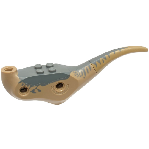 Деталь LEGO 98165c01pb18 Dinosaur Body Raptor with Dark Bluish Gray Top, Stripes and Spots Pattern