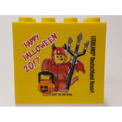 Деталь LEGO 30144pb210 Brick 2 x 4 x 3 with Legoland Deutschland Resort Happy Halloween 2017 Pattern