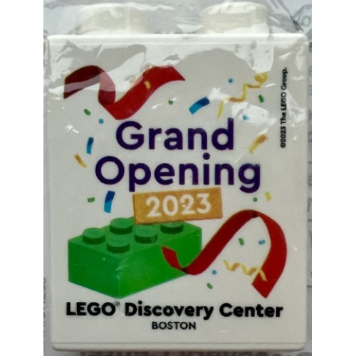 Деталь LEGO 4066pb872 Duplo, Brick 1 x 2 x 2 with Grand Opening 2023 LEGO Discovery Center BOSTON Pattern